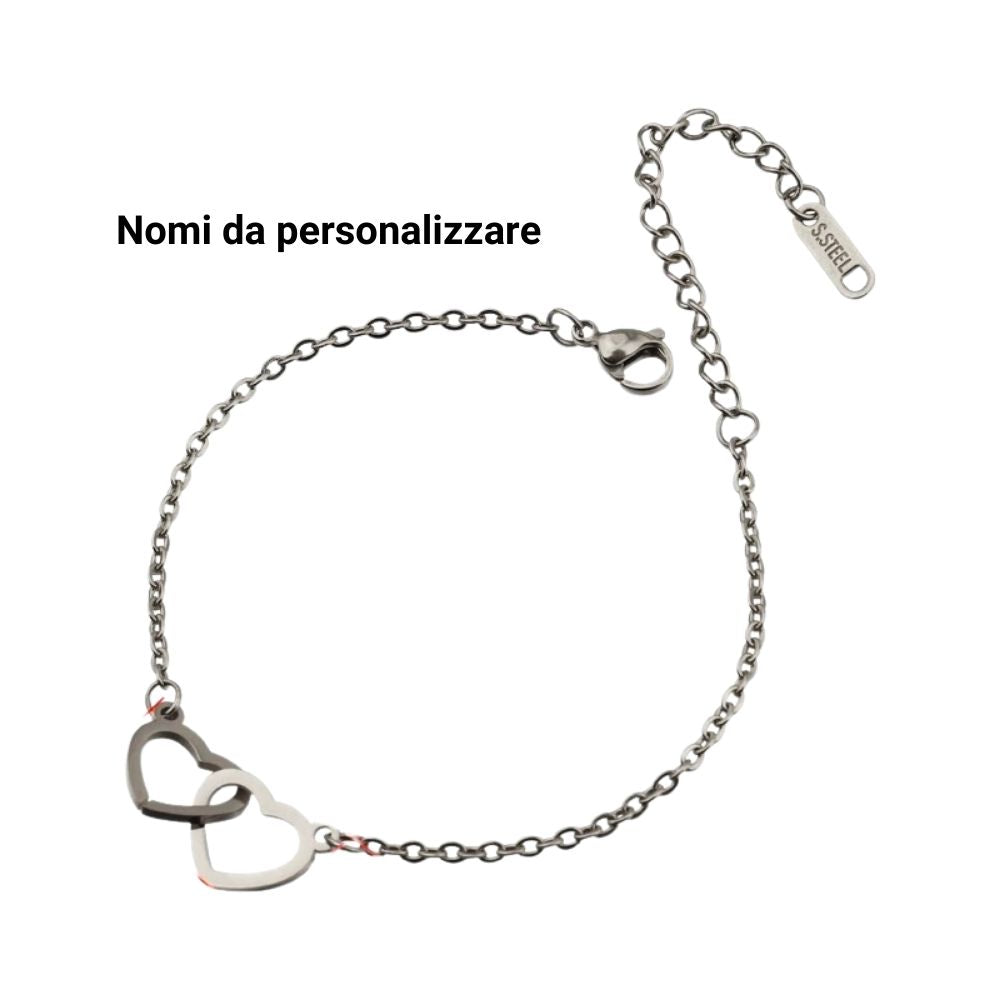 Bracciale Doppio Cuore Personalizzato