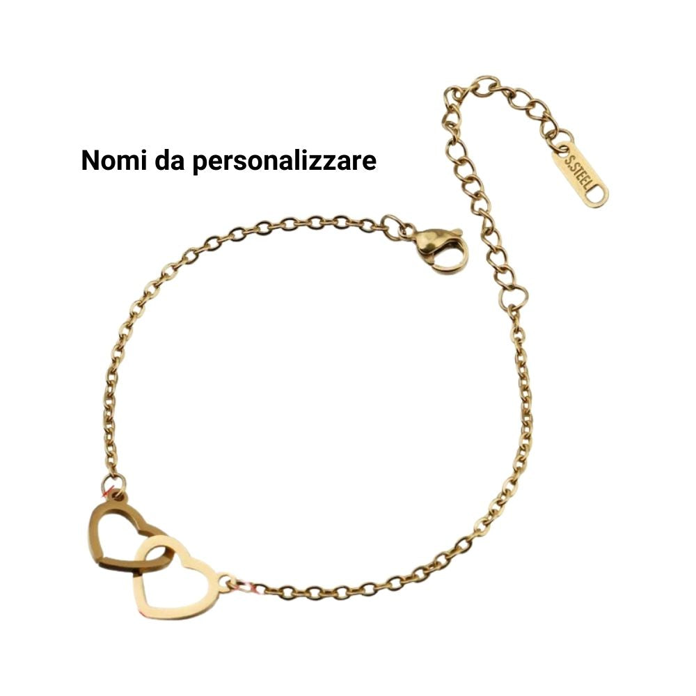 Bracciale Doppio Cuore Personalizzato